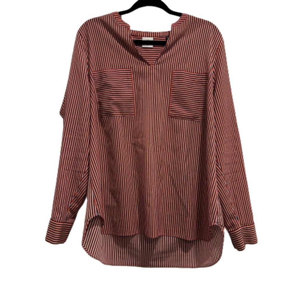 Cabi Red and Navy Franklin Stripped Blouse #5335 Women’s Size XL